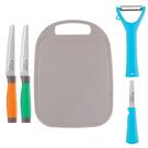viners-assure-knives-peeler-board-set-colour-code - Viners Assure Colour Code Knife, Peeler & Board Set