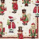 ihr-christmas-linch-napkins-animal-figures-cream-red - IHR Christmas Lunch Napkins Animal Figures Cream Red