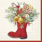 ihr-christmas-lunch-napkins-boots-cream - IHR Christmas Lunch Napkins Boots Cream