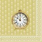 ihr-christmas-lunch-napkins-golden-clocks-cream - IHR Christmas Lunch Napkins Golden Clocks Cream