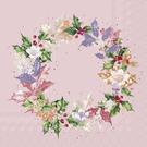 ihr-romantic-ilex-wreath-lunch-napkins - IHR Christmas Lunch Napkins Romantic Ilex Wreath Rose