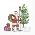 ihr-santa-is-on-the-way-white-cocktail-napkins - IHR Cocktail Napkin Santa Is On The Way White 