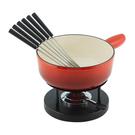 kuhn-rikon-cast-iron-cheese-fondue-set-24cm - Kuhn Rikon Cast Iron Cheese Fondue Set Red 24cm