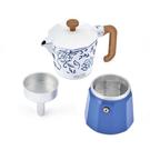 la-cafetiere-blu-fiorato-venice-espresso-maker-6cup - La Cafetiere Blu Fiorato Venice Espresso Maker 6 Cup