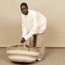 mifuko-white-rib-weave-xxl-handle-pamba-floor-basket - Mifuko Pamba Floor Basket White Rib Weave XXL