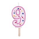 pme-polka-dot-pink-number-9-candle - PME Polka Dot Pink Number 9 Candle