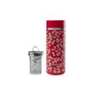 qwetch-insulated-teamug-with-filter-flowers-red-400ml - Qwetch Insulated Teamug with Filter Flowers Red 400ml
