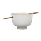 sema-design-bowl-chopsticks-organic-white-stone - Sema Design Organic White Speckled Bowl & Chopsticks