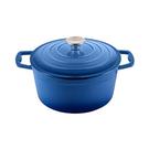 steelex-round-cast-iron-casserole-blue-25cm - Steelex Round Cast Iron Casserole Blue 25cm