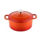steelex-round-cast-iron-casserole-orange-25cm - Steelex Round Cast Iron Casserole Orange 25cm