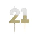 talking-tables-luxe-milestone-birthday-candle-white-gold-21 - Talking Tables Luxe Milestone Birthday Candle White & Gold Number 21