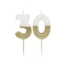 talking-tables-luxe-milestone-birthday-candle-white-gold-30 - Talking Tables Luxe Milestone Birthday Candle White & Gold Number 30