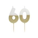 talking-tables-luxe-milestone-birthday-candle-white-gold-60 - Talking Tables Luxe Milestone Birthday Candle White & Gold Number 60