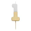 talking-tables-white-gold-birthday-number-1 - Talking Tables White & Gold Birthday Number Candle 