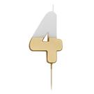 talking-tables-white-gold-birthday-number-4 - Talking Tables White & Gold Birthday Number Candle 4