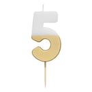 talking-tables-white-gold-birthday-number-5 - Talking Tables White & Gold Birthday Number Candle 5