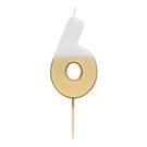 talking-tables-white-gold-birthday-number-6 - Talking Tables White & Gold Birthday Number Candle 6