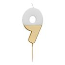 talking-tables-white-gold-birthday-number-9 - Talking Tables White & Gold Birthday Number Candle 9