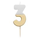 talking-tables-white-gold-birthday-number-candle-3 - Talking Tables White & Gold Birthday Number Candle 3