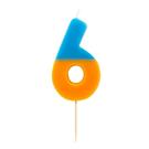 tt-orange-dark-blue-6-we-heart-bdays-candle-number - TT Orange & Dark Blue Number 6 Birthday Candle