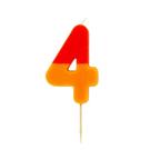 tt-orange-red-4-we-heart-bdays-candle-number - TT Orange & Red Number 4 Candle