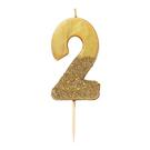 tt-we-heart-birthdays-gold-glitter-number-2-candle - TT We Heart Birthdays Gold Glitter Number 2 Candle