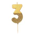 tt-we-heart-birthdays-gold-glitter-number-3-candle - TT We Heart Birthdays Gold Glitter Number 3 Candle