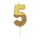 tt-we-heart-birthdays-gold-glitter-number-5-candle - TT We Heart Birthdays Gold Glitter Number 5 Candle