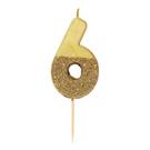 tt-we-heart-birthdays-gold-glitter-number-6-candle - TT We Heart Birthdays Gold Glitter Number 6 Candle