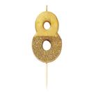 tt-we-heart-birthdays-gold-glitter-number-8-candle - TT We Heart Birthdays Gold Glitter Number 8 Candle