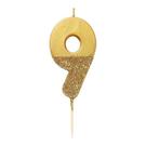 tt-we-heart-birthdays-gold-glitter-number-9-candle - TT We Heart Birthdays Gold Glitter Number 9 Candle