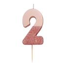 tt-we-heart-birthdays-rose-gold-glitter-number-2-candle - TT We Heart Birthdays Rose Gold Glitter Number 2 Candle