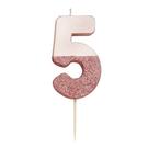 tt-we-heart-birthdays-rose-gold-glitter-number-5-candle - TT We Heart Birthdays Rose Gold Glitter Number 5 Candle