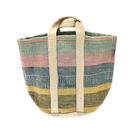 walton-co-jute-storage-basket-pink-green - Walton & Co Jute Storage Basket Pink Green