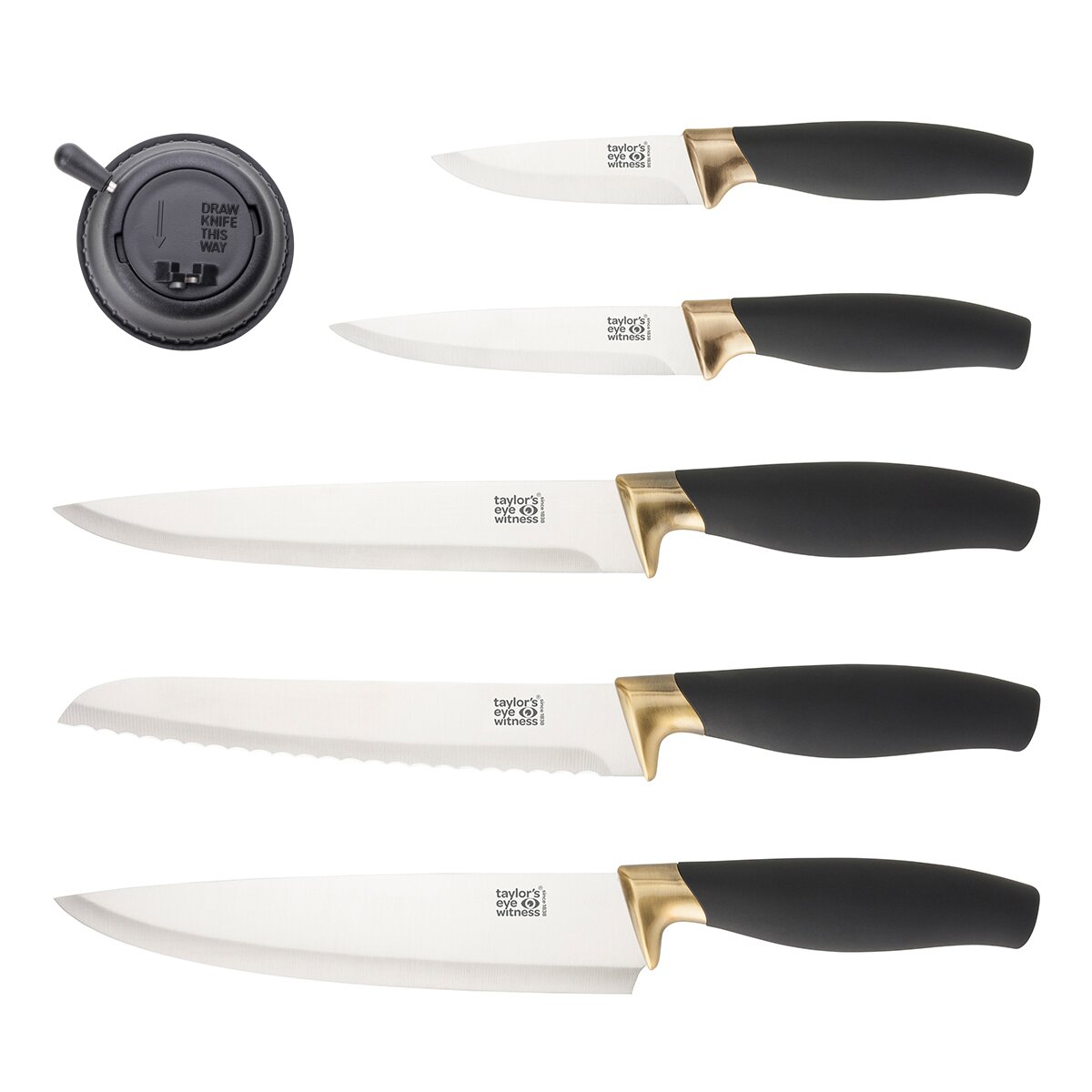Taylor's Eye Witness Brooklyn Brass 5pc Kitchen Knife Set