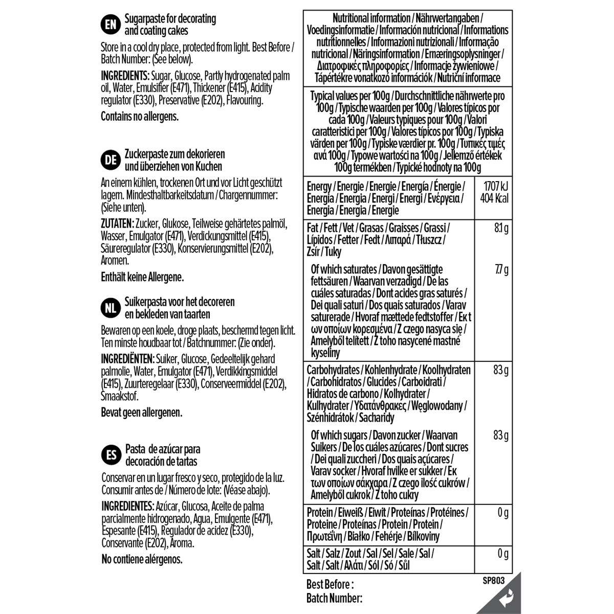 PME Ready to Use Sugar Paste White 1kg
