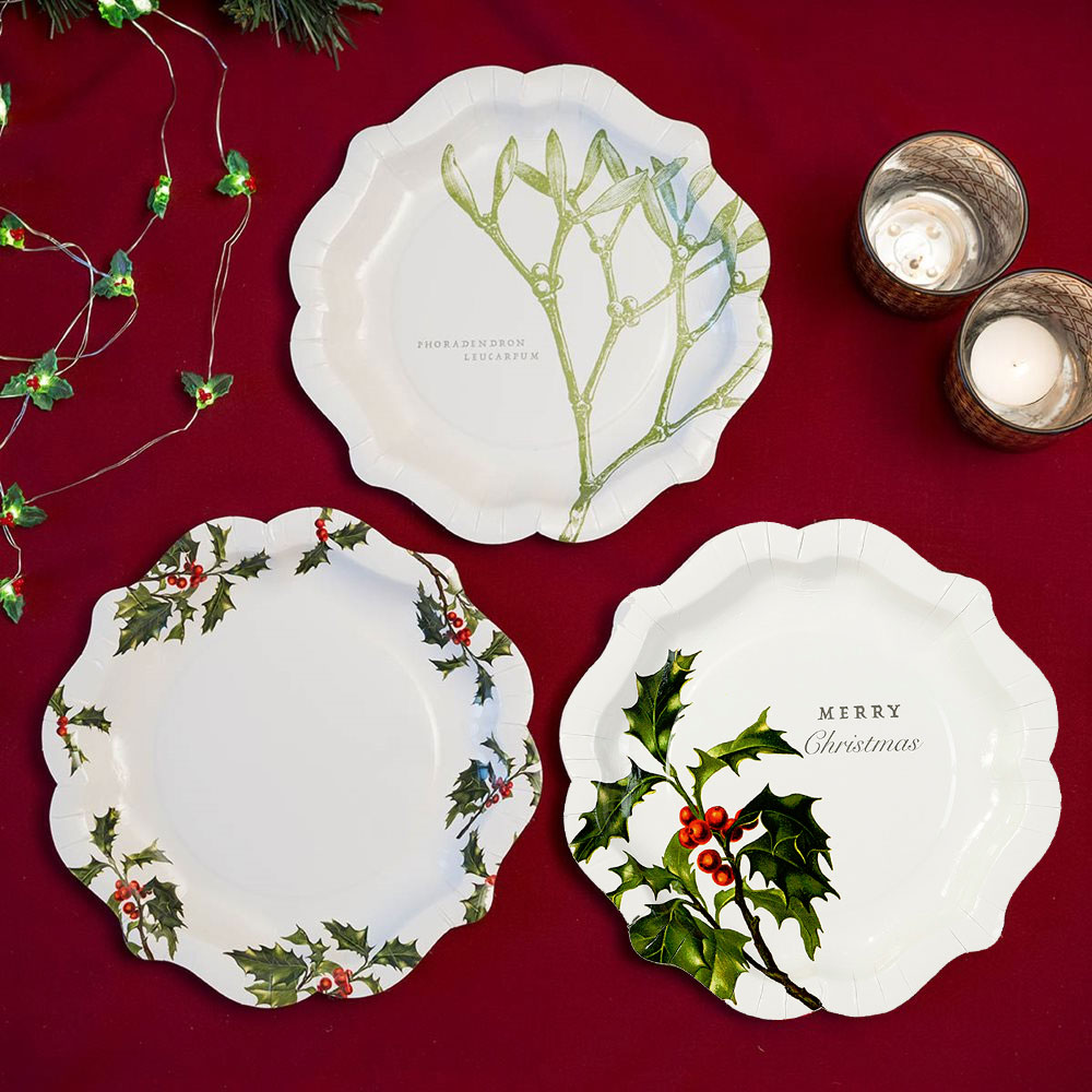 Botanical Christmas Paper Plates