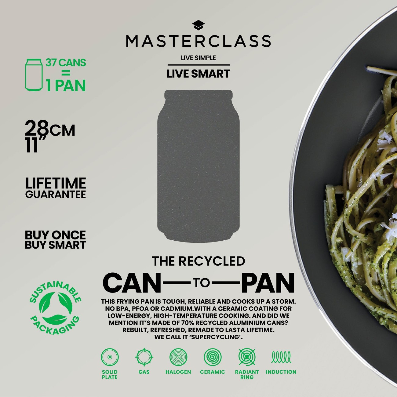 MasterClass CantoPan 28cm Recycled NonStick Frying Pan