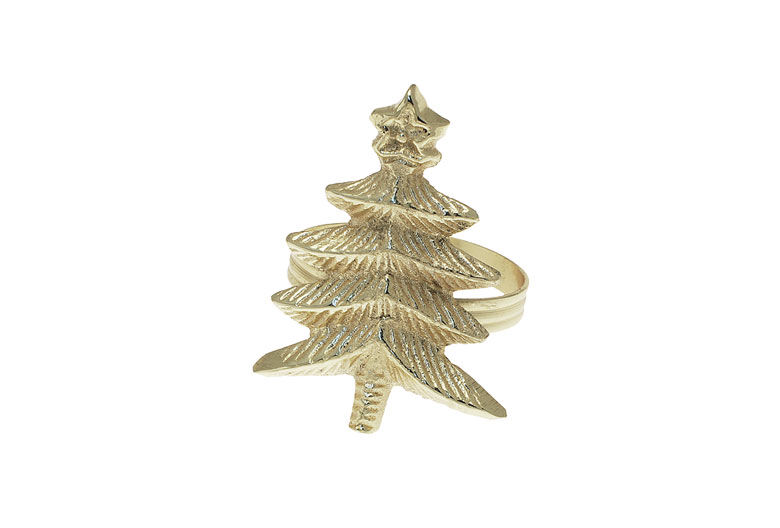 Christmas Tree Napkin Ring Gold