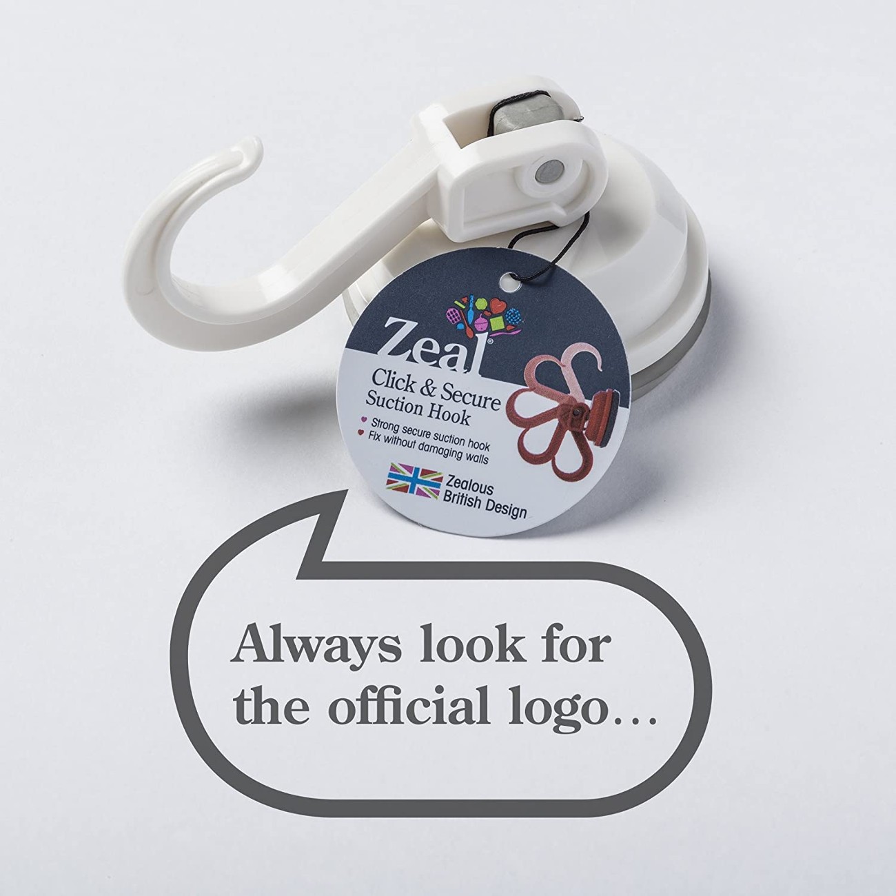 Zeal Click & Secure Suction Hook White