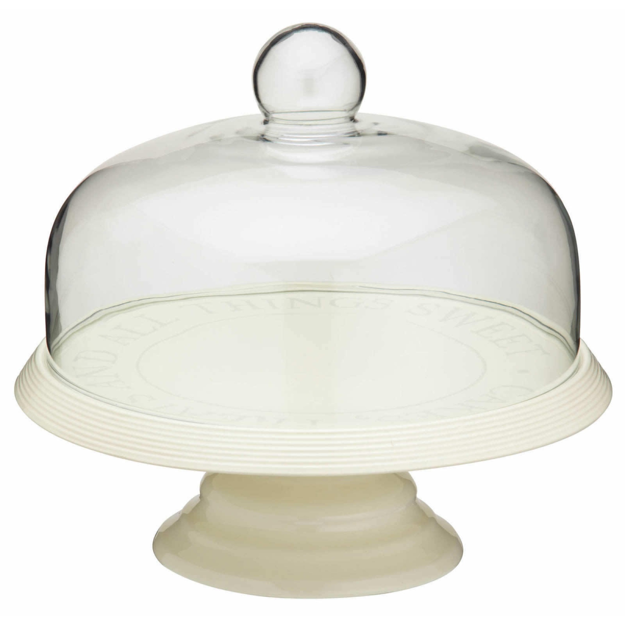 KitchenCraft Classic Collection Ceramic Cake Stand with Glass Dome