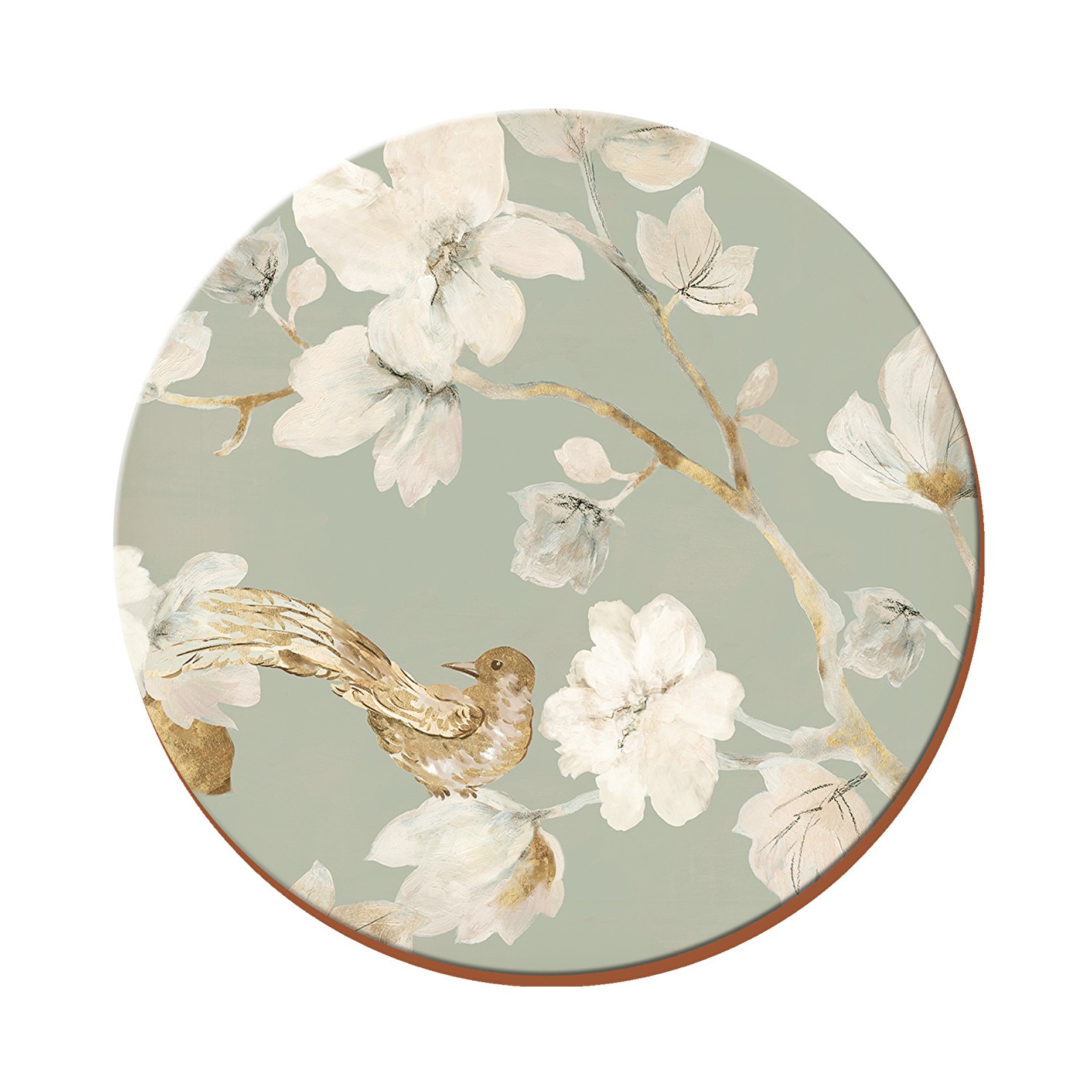 Creative Tops Duck Egg Floral Pack Of 4 Round Premium Placemats