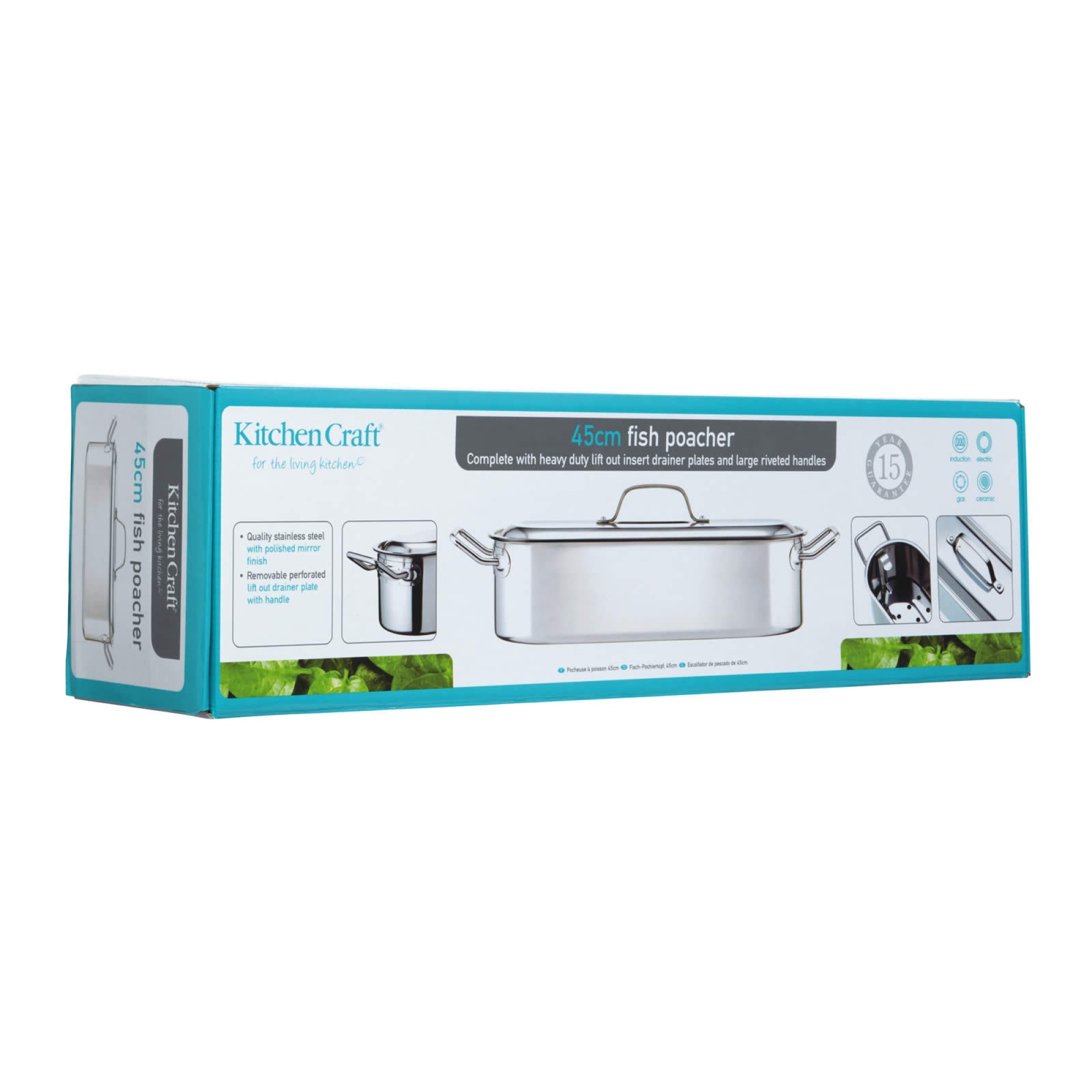 KitchenCraft Stainless Steel Fish Poacher 45cm