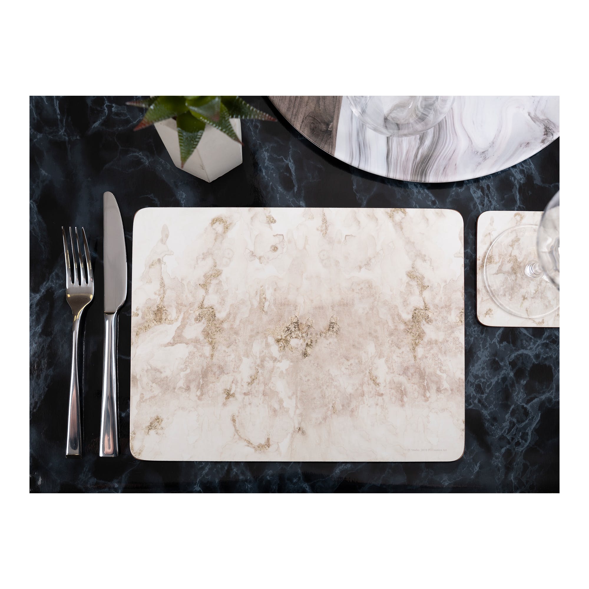 Creative Tops Grey Marble Pack Of 6 Premium Placemats