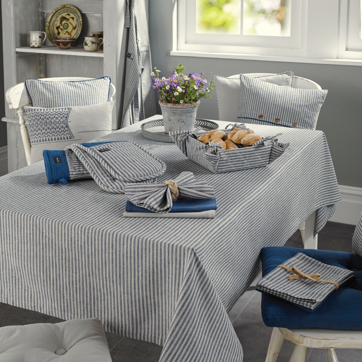 Walton & Co Hampton Stripe Tablecloth 130 x 180cm