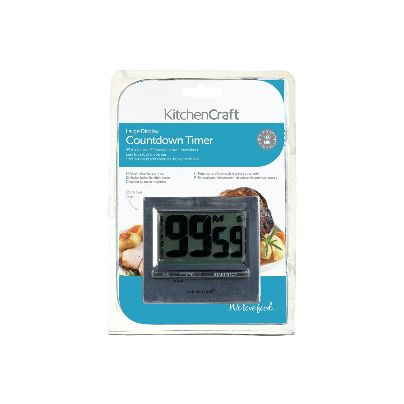 KitchenCraft Digital Countdown Timer, Easy Read, Large Display