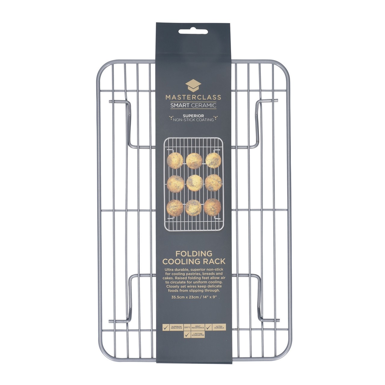 MasterClass Smart Ceramic NonStick Folding Cooling Rack Grey