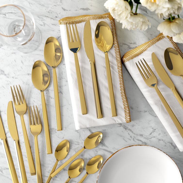 Mikasa Ciara Diseno 16pc Gold Cutlery Set
