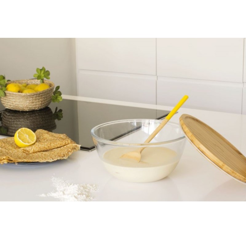 Pebbly Glass Mixing Bowl with Bamboo Lid 770ml