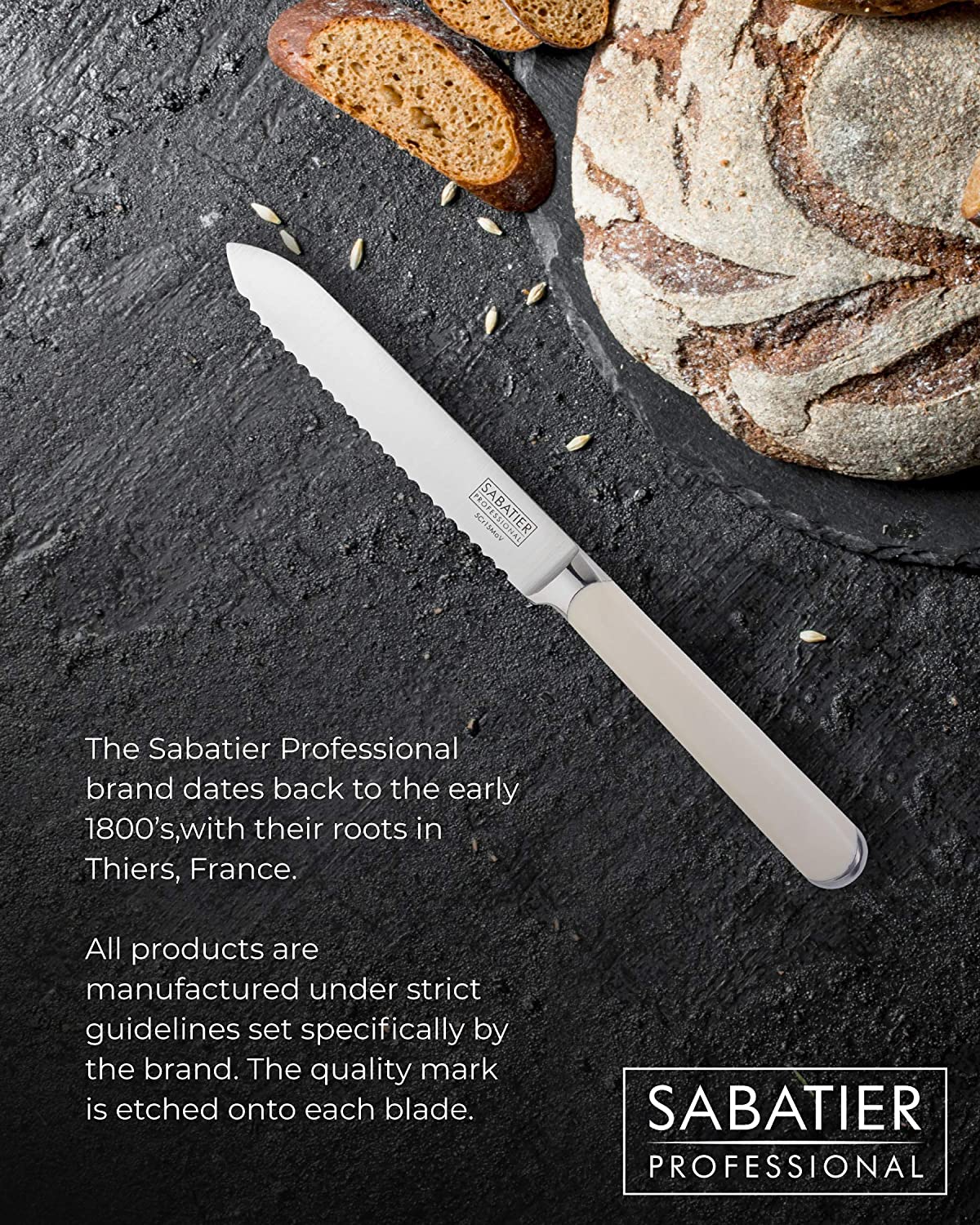 Sabatier Professional Serrated Utility Knife Cream 12.5cm